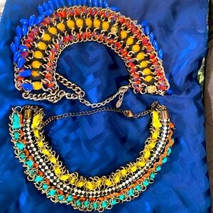 Grab your attention!!! Pair of choker statement necklaces, multicolor Zara